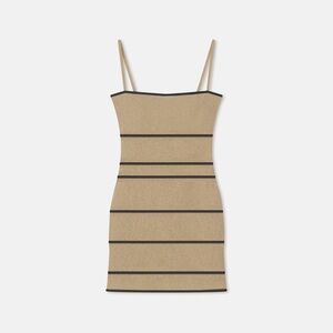 Nanushka Tan and Black Striped Mini Dress